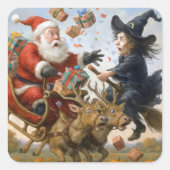 Kerst Thanksgiving en Halloween crash Vierkante Sticker (Voorkant)