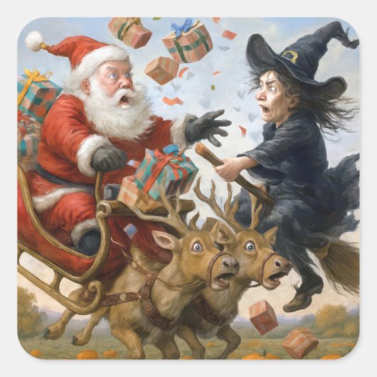 Kerst Thanksgiving en Halloween crash Vierkante Sticker (Voorkant)