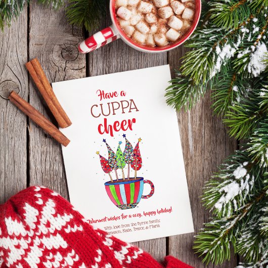Kerst Thee Cuppa Cheer Vakantie Feestdagenkaart