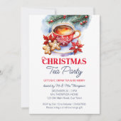 Kerst thee feest waterverf sjabloon kaart (Voorkant)