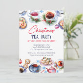 Kerst thee feest waterverf sjabloon kaart (Staand voorkant)