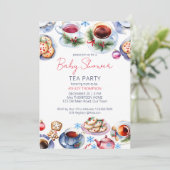 Kerst theefeest baby shower sjabloon kaart (Staand voorkant)