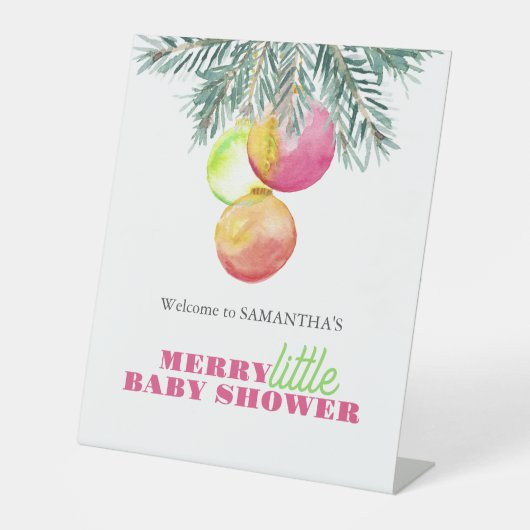 Kerst thema Baby shower borden Reclamebord Met Voetstuk (Voorkant)