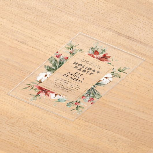 Kerst Thema Bloemen Lijst Vakantie Party Acryl Uitnodigingen (Laagn)