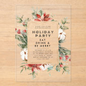 Kerst Thema Bloemen Lijst Vakantie Party Acryl Uitnodigingen (Voorkant)