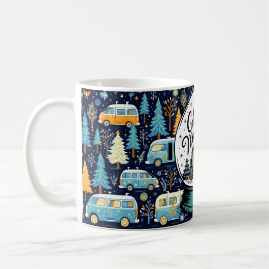 Kerst thema camping koffiemok (Links)