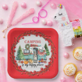 Kerst thema camping papieren bordje (Feest)