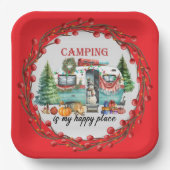 Kerst thema camping papieren bordje (Voorkant)