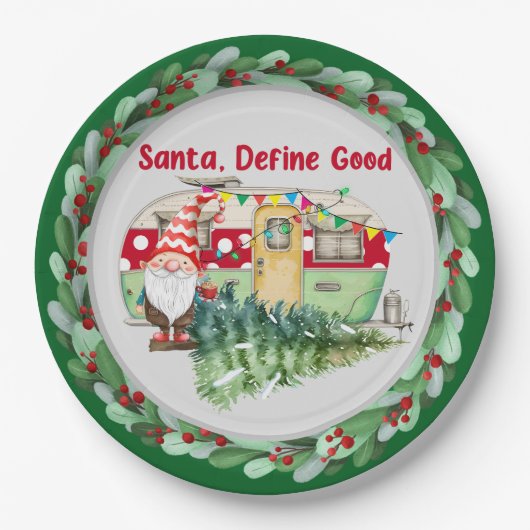 Kerst thema camping papieren bordje (Voorkant)