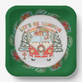 Kerst thema camping papieren bordje