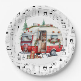 Kerst thema camping papieren bordje
