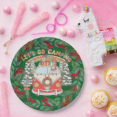 Kerst thema camping papieren bordje (Feest)