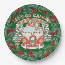Kerst thema camping papieren bordje