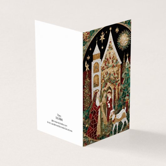 Kerst Thema Dorp mozaïek gebroken glas Kaart (Buitenkant)