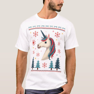 Kerst Thema Gebreide Eenhoorn Eenhoorns T-Shirt (
