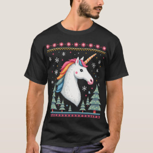 Kerst Thema Gebreide Eenhoorn Eenhoorns T-Shirt (
