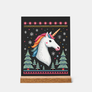 Kerst Thema Gebreide Eenhoorn Eenhoorns T-shirt ( Acryl Bord