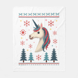 Kerst Thema Gebreide Eenhoorn Eenhoorns T-Shirt ( Fleece Deken