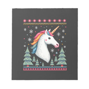 Kerst Thema Gebreide Eenhoorn Eenhoorns T-shirt ( Notitieblok