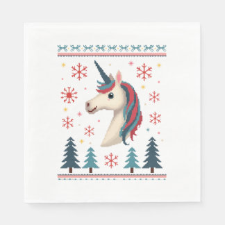 Kerst Thema Gebreide Eenhoorn Eenhoorns T-shirt ( Servet