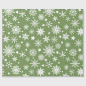 Kerst Thema Groen Wit Sneeuwvlokken Patroon Cadeaupapier (Vlak)