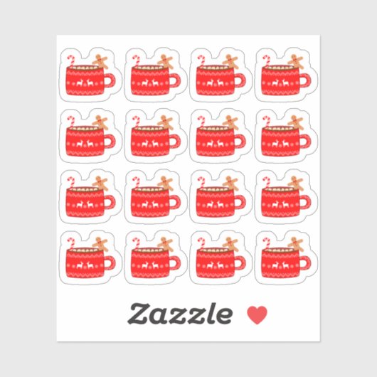 Kerst Thema Heet Chocolade Decoratie Sticker (Vel)