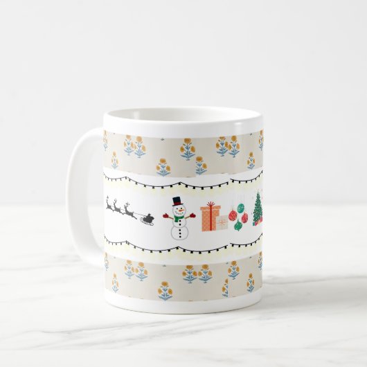 Kerst thema koffie mok, koffiemok (Voorkant links)