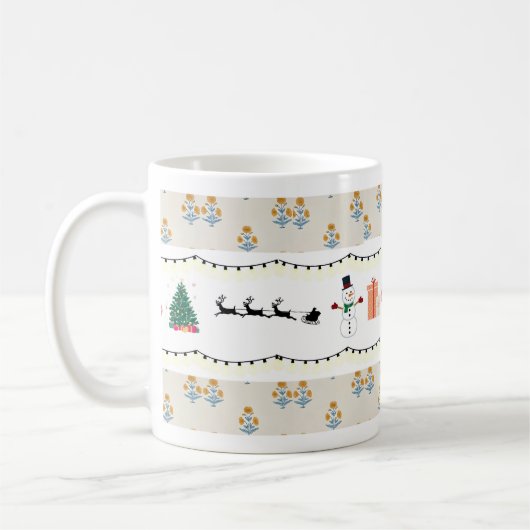Kerst thema koffie mok, koffiemok (Links)