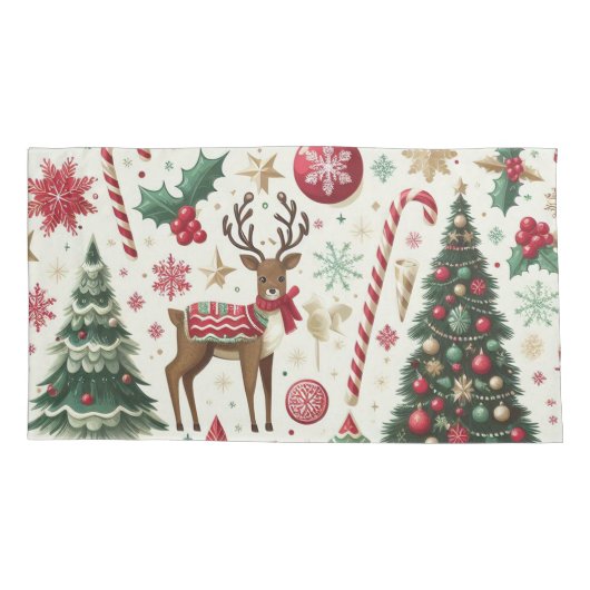 Kerst thema koning grootte kussensloop (Achterkant)