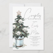 Kerst thema koppels bruiloft douche uitnodiging (Voorkant)