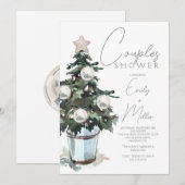 Kerst thema koppels bruiloft douche uitnodiging (Voorkant / Achterkant)