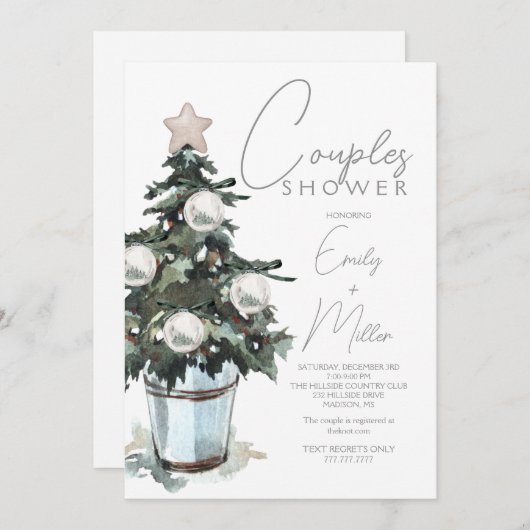 Kerst thema koppels bruiloft douche uitnodiging (Voorkant / Achterkant)