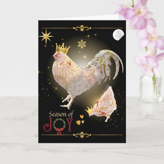 Kerst Thema Luxe Print Boganhuis Kaart (Orchidee)