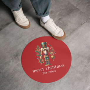 Kerst Thema Notenkraker Retro Typografie Ronde Sticker