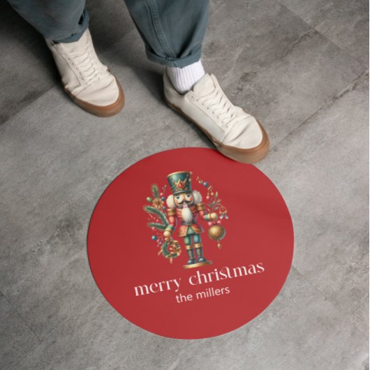 Kerst Thema Notenkraker Retro Typografie Ronde Sticker