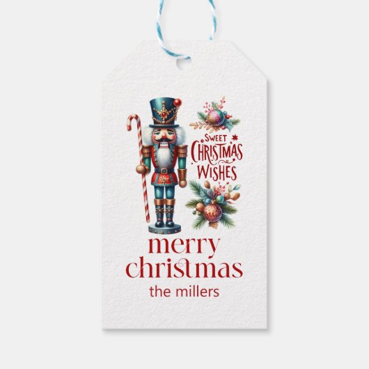 Kerst Thema Notenkraker Retro Typografie Wijn L Cadeaulabel (Achterkant)