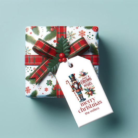 Kerst Thema Notenkraker Retro Typografie Wijn L Cadeaulabel