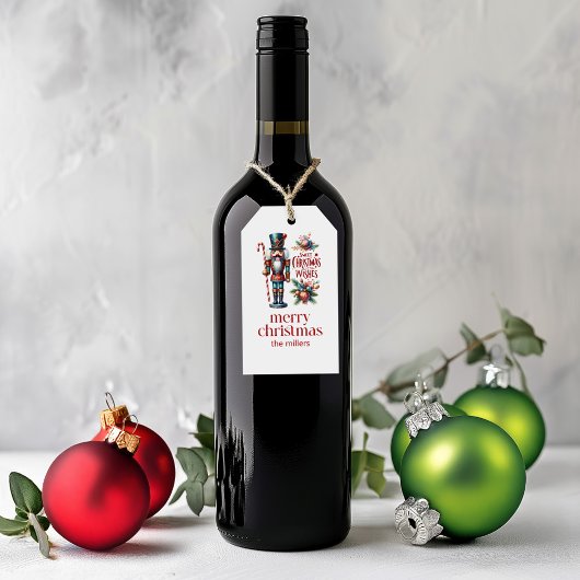 Kerst Thema Notenkraker Retro Typografie Wijn L Cadeaulabel