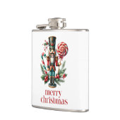 Kerst Thema Notenkraker Snoep Cane Aangepaste teks Heupfles (Links)