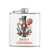 Kerst Thema Notenkraker Snoep Cane Aangepaste teks Heupfles (Voorkant)