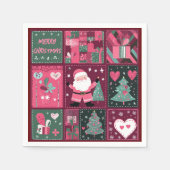 Kerst Thema Paarse en roze Vrolijk Kerstfeest Servet (Voorkant)