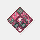 Kerst Thema Paarse en roze Vrolijk Kerstfeest Servet (Hoek)