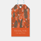 Kerst thema patroon groen witte bloemen cadeaulabel (Voorkant)