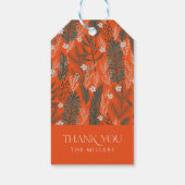 Kerst thema patroon groen witte bloemen cadeaulabel (Achterkant)