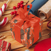 Kerst thema patroon groen witte bloemen cadeaupapier