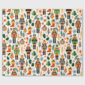 Kerst thema patroon kleurrijke notenkrakers cadeaupapier (Vlak)