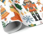 Kerst thema patroon kleurrijke notenkrakers cadeaupapier (Rol Hoek)