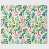 Kerst thema patroon ornamenten groen cadeaupapier (Vlak)