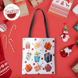 Kerst thema Polka Dots en geschenken Tote Bag