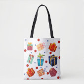 Kerst thema Polka Dots en geschenken Tote Bag (Voorkant)